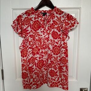 1. State Hot Pink and White Floral Blouse